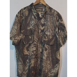 Remington Shirt Men's XL Camouflage Short Sleeve Vented Button Up Pockets
